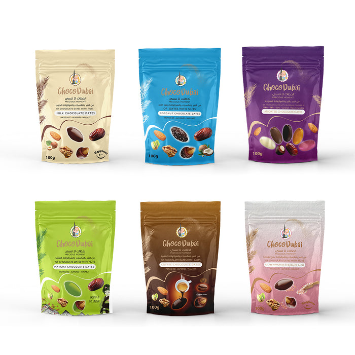 Choco Dubai – 6 Packs of Full-Coated Chocolate Dates (100g Each) – SPECIAL OFFER!