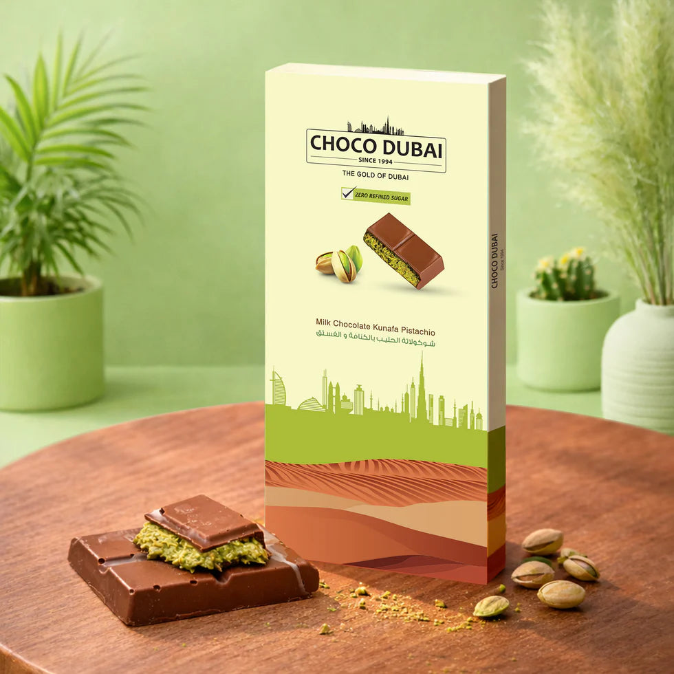 Dubai Kunafa Chocolate 4-Pack Bundle | Milk, Zero Sugar, Caramel & Lotus Biscoff