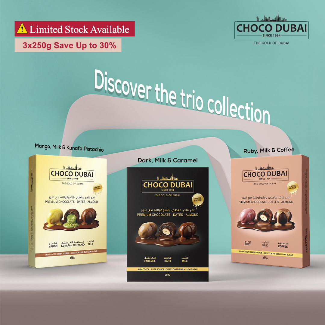 Choco Dubai Ultimate Trio Collection – (3 x 250g) Premium Assorted Boxes