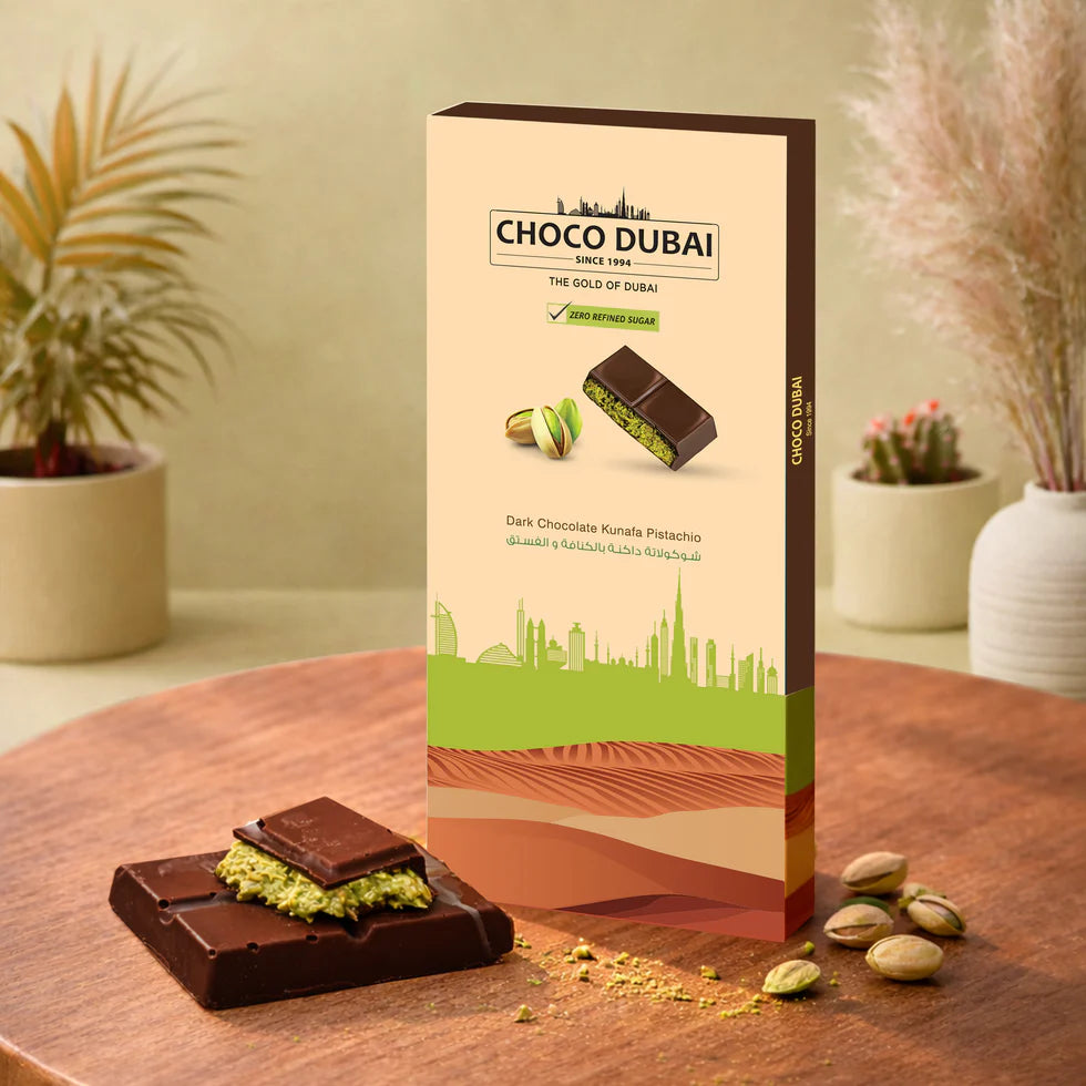 Dubai Kunafa Chocolate 4-Pack Bundle | Dark, Zero Sugar, Caramel & Matcha Pistachio