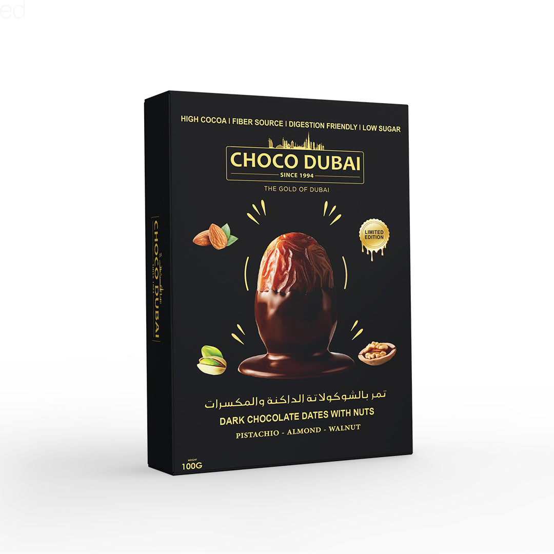 Choco Dubai Dark Chocolate Dates with Nuts – Viral Dubai Edition (100g)