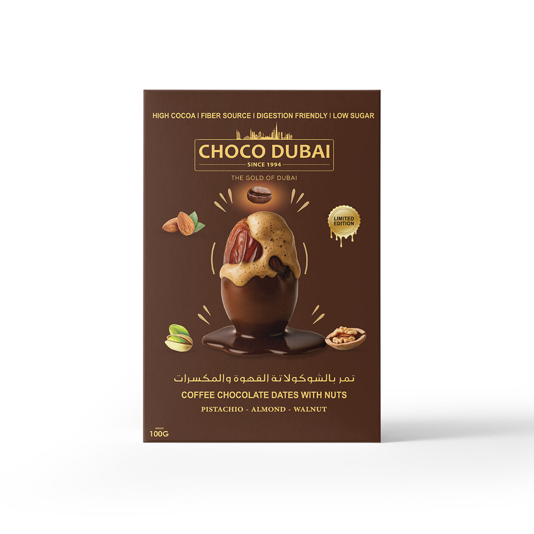 Choco Dubai Coffee Chocolate Dates with Nuts – Viral Dubai Edition (100g)