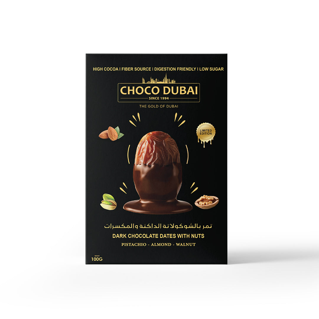 Choco Dubai Dark Chocolate Dates with Nuts – Viral Dubai Edition (100g)