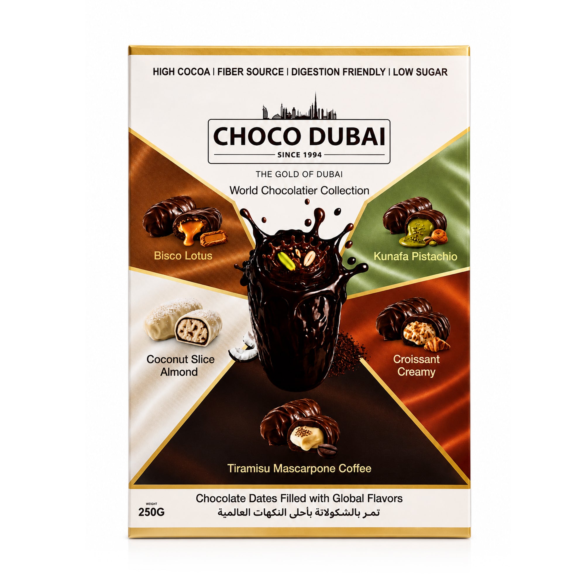 Choco Dubai Premium Trio Chocolate Dates Collection – 3 x 250g