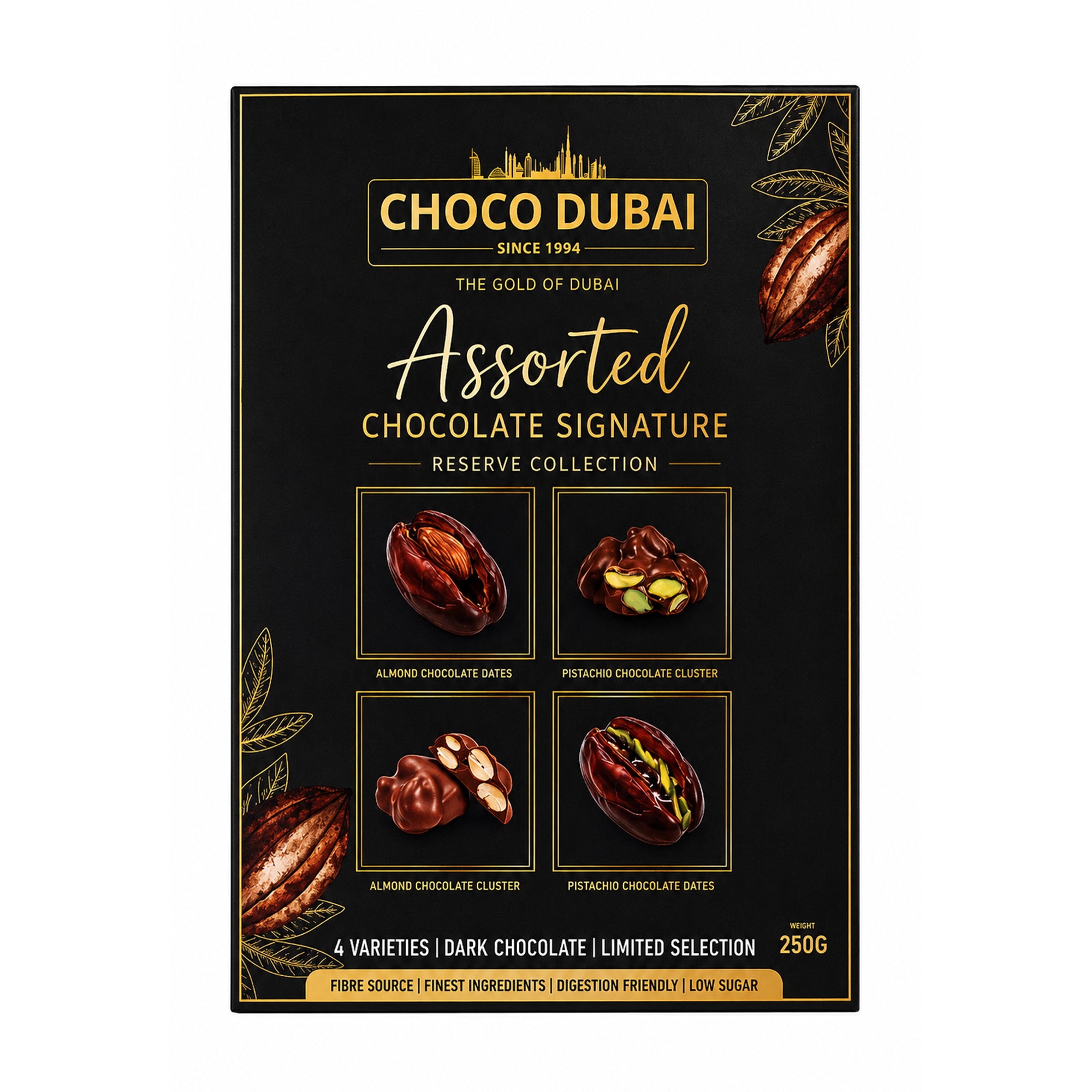 Choco Dubai Assorted Dark Chocolate Dates & Nut Clusters 250g