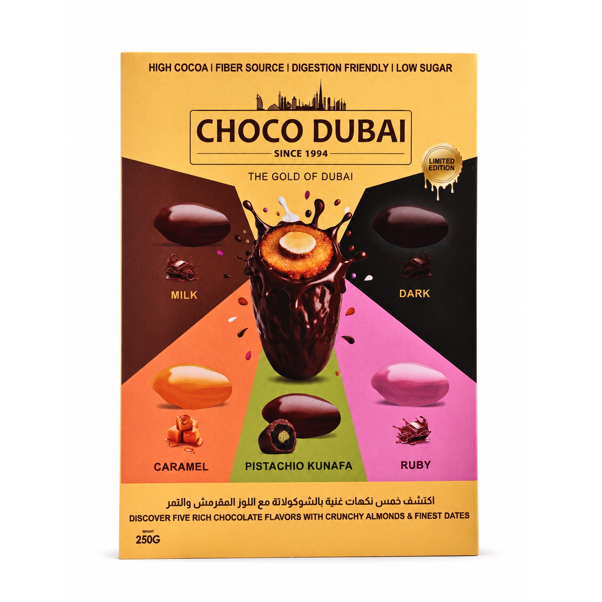 Choco Dubai Assorted Chocolate Dates – 5 Flavours 250g