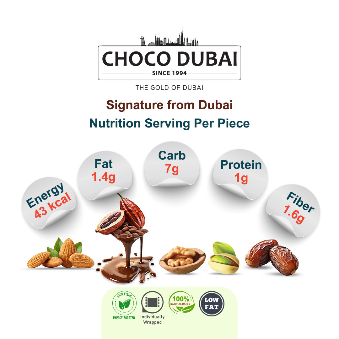 Choco Dubai Caramel Chocolate Dates with Nuts – Viral Dubai Edition (100g)