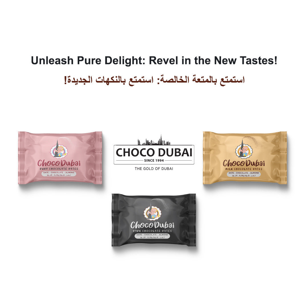 Choco Dubai Premium Chocolate Dates – Milk, Ruby & Coffee (250g)