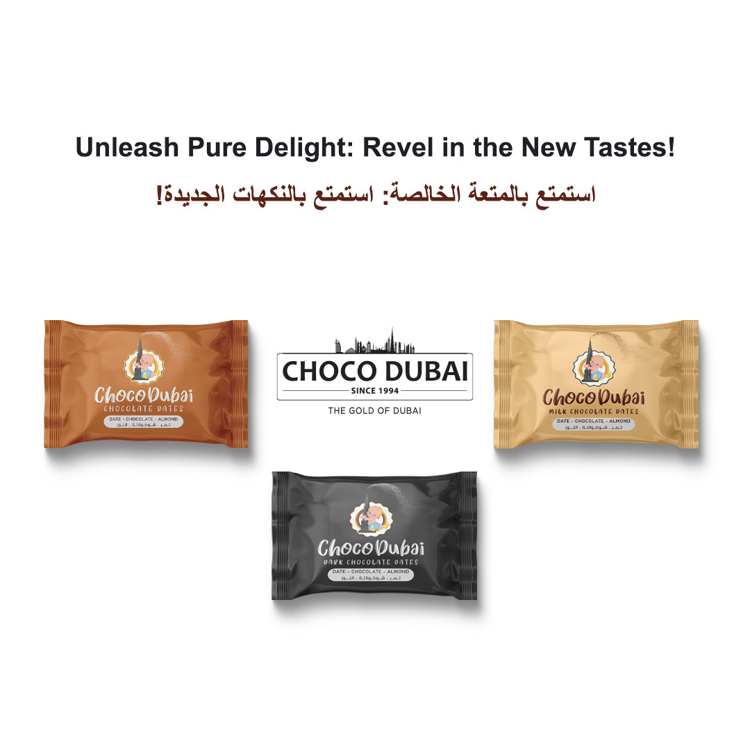 Choco Dubai Premium Chocolate Dates – Dark, Milk & Caramel (250g)