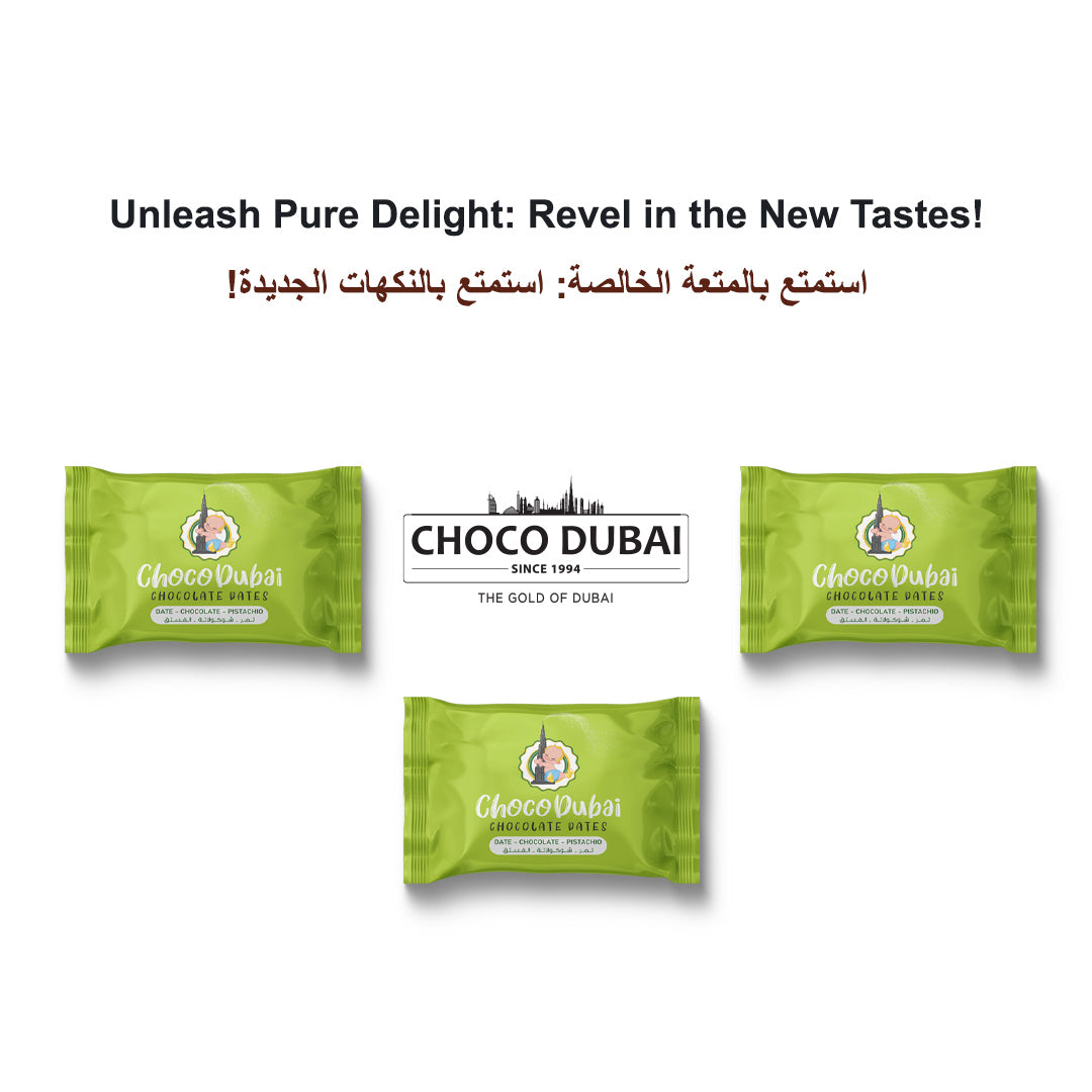 Choco Dubai Pistachio Kunafa Stuffed Date with Peanut Butter – Viral Dubai Edition (100g)