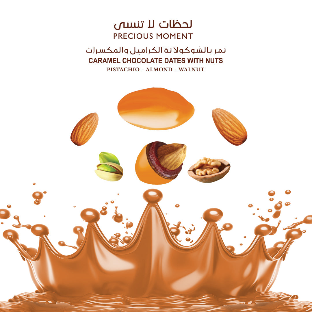 Choco Dubai Caramel Chocolate Dates with Nuts – Viral Dubai Edition (100g)
