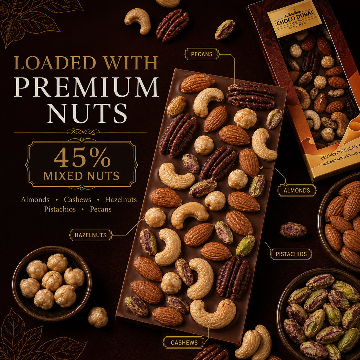 Belgian Chocolate Mixed Nuts Bar (80g)