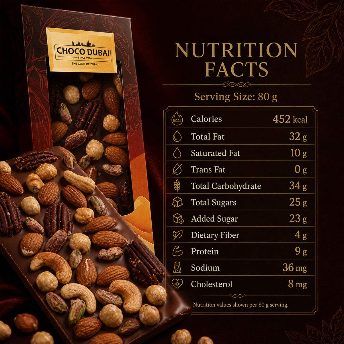 Belgian Chocolate Mixed Nuts Bar (80g)