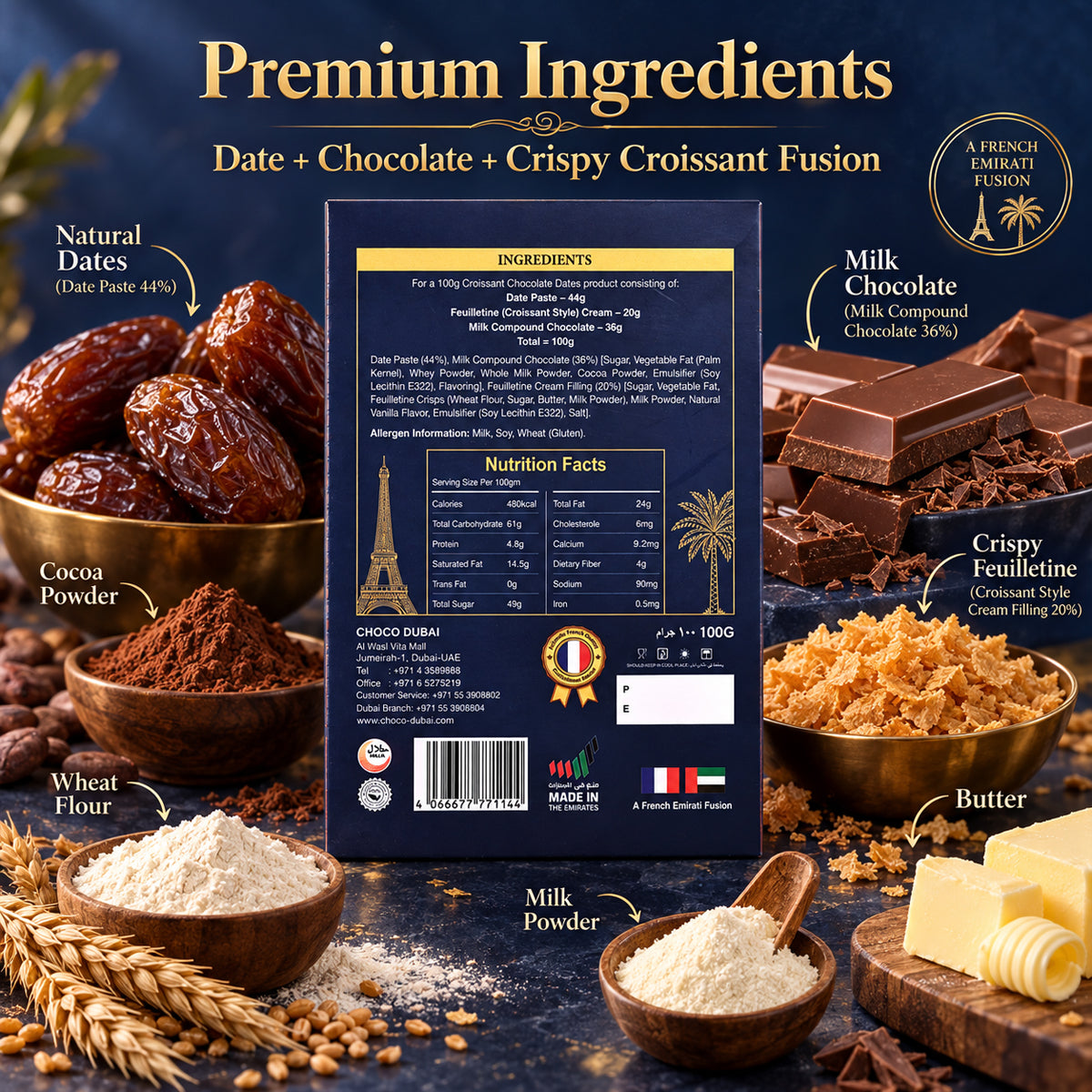 Croissant Chocolate Dates 100g | Croissant Crispy Filling