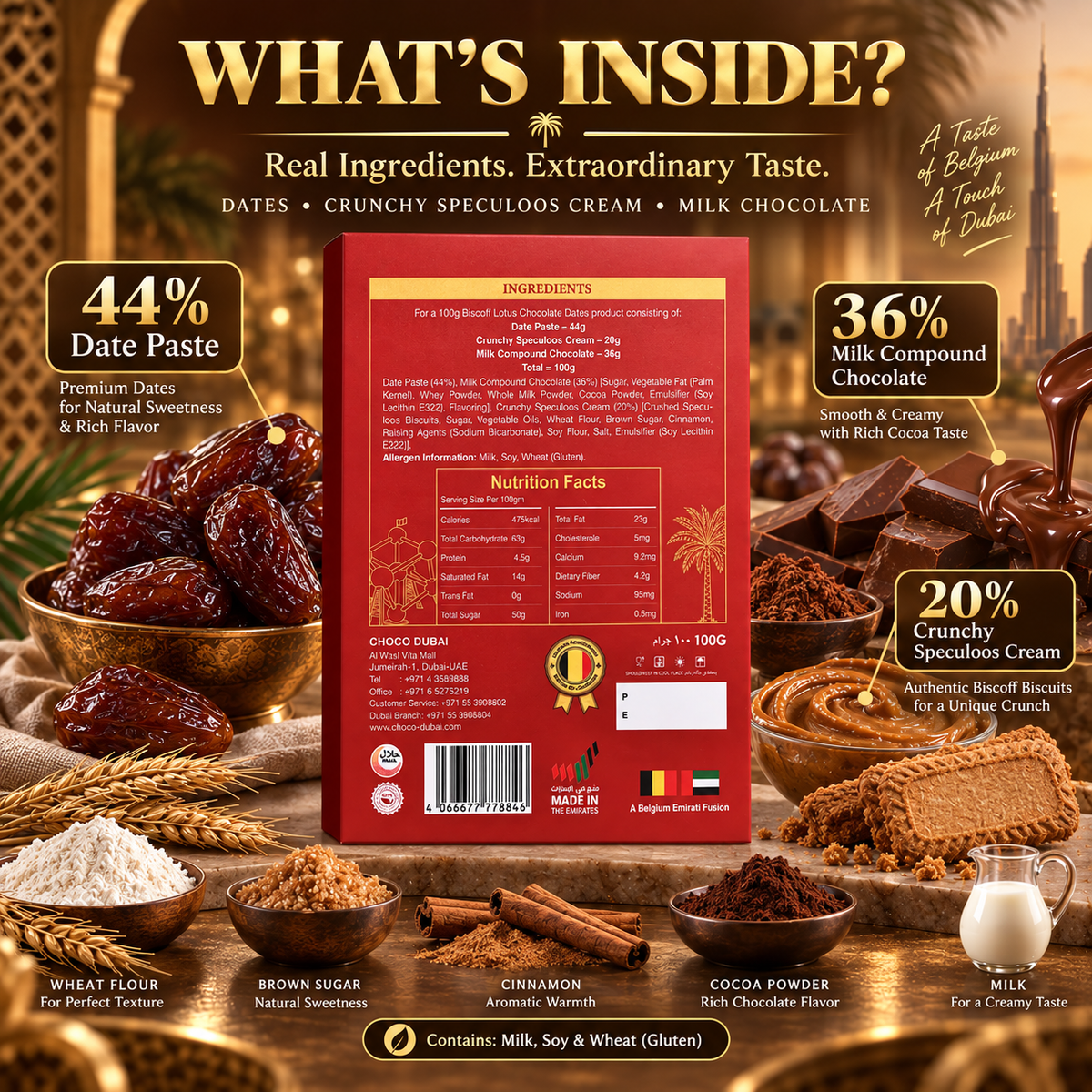 Bisco lotis Dates 100g | Belgian Cookie Butter & Caramel Filling