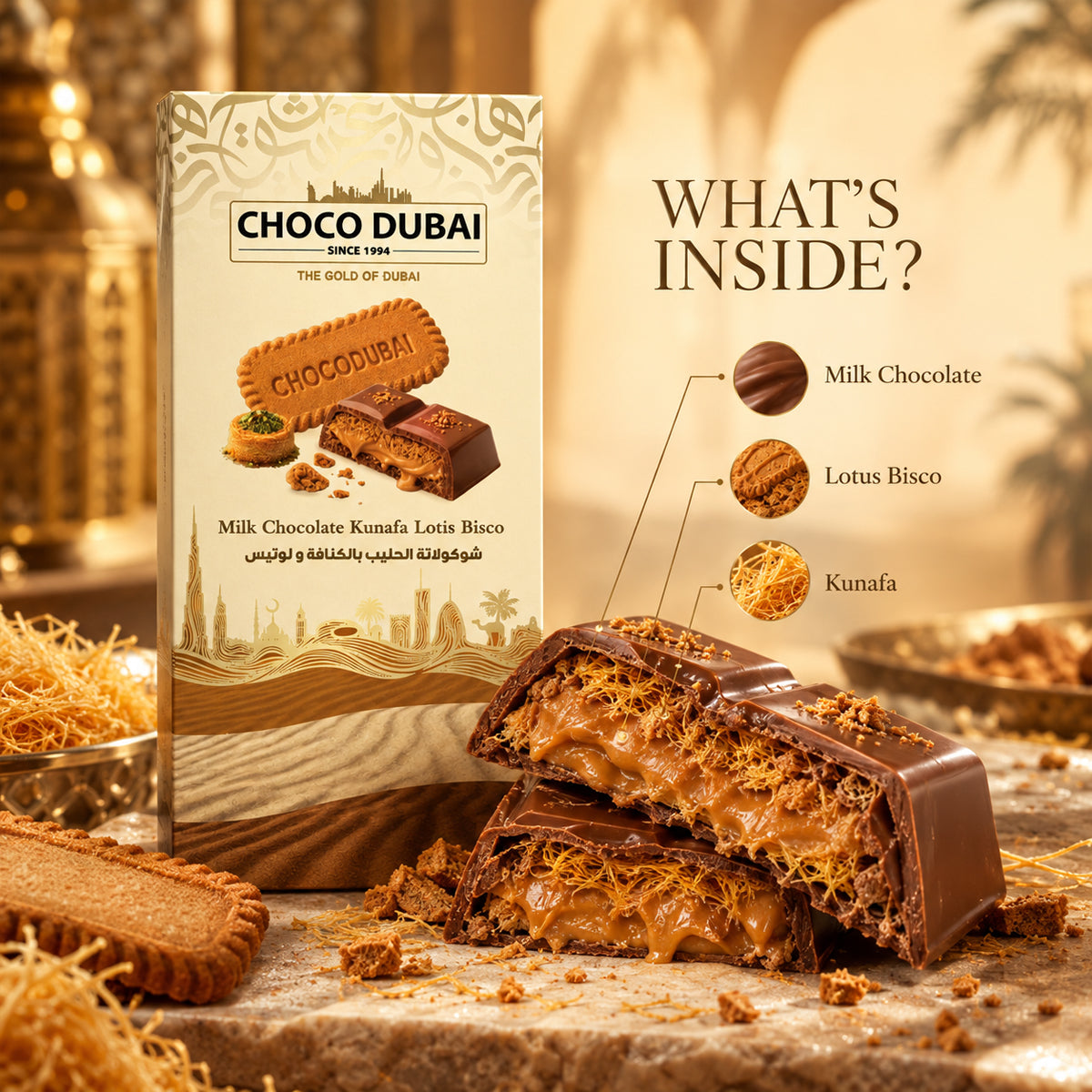 Milk Kunafa Lotis Bisco Bar – 100g