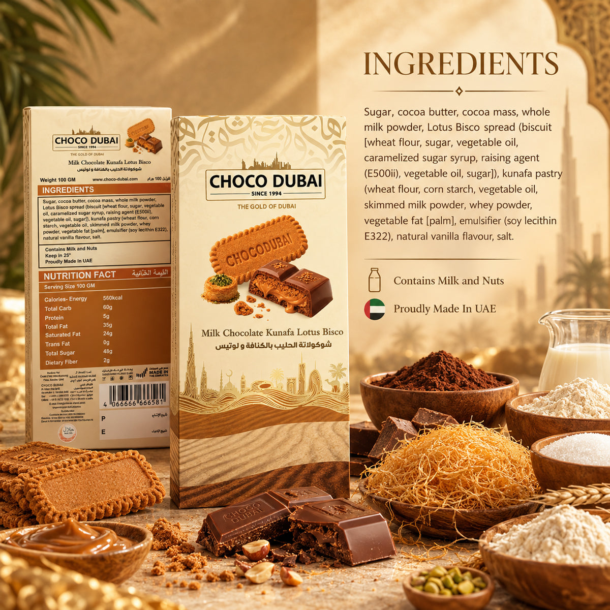 Milk Kunafa Lotis Bisco Bar – 100g