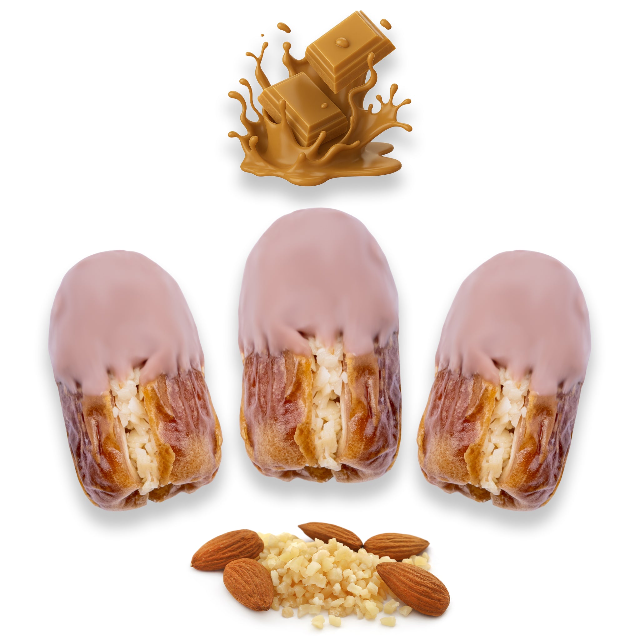 Luxury Sagi Dates Stuffed with Nuts & Half-Dipped in Caramel Chocolate