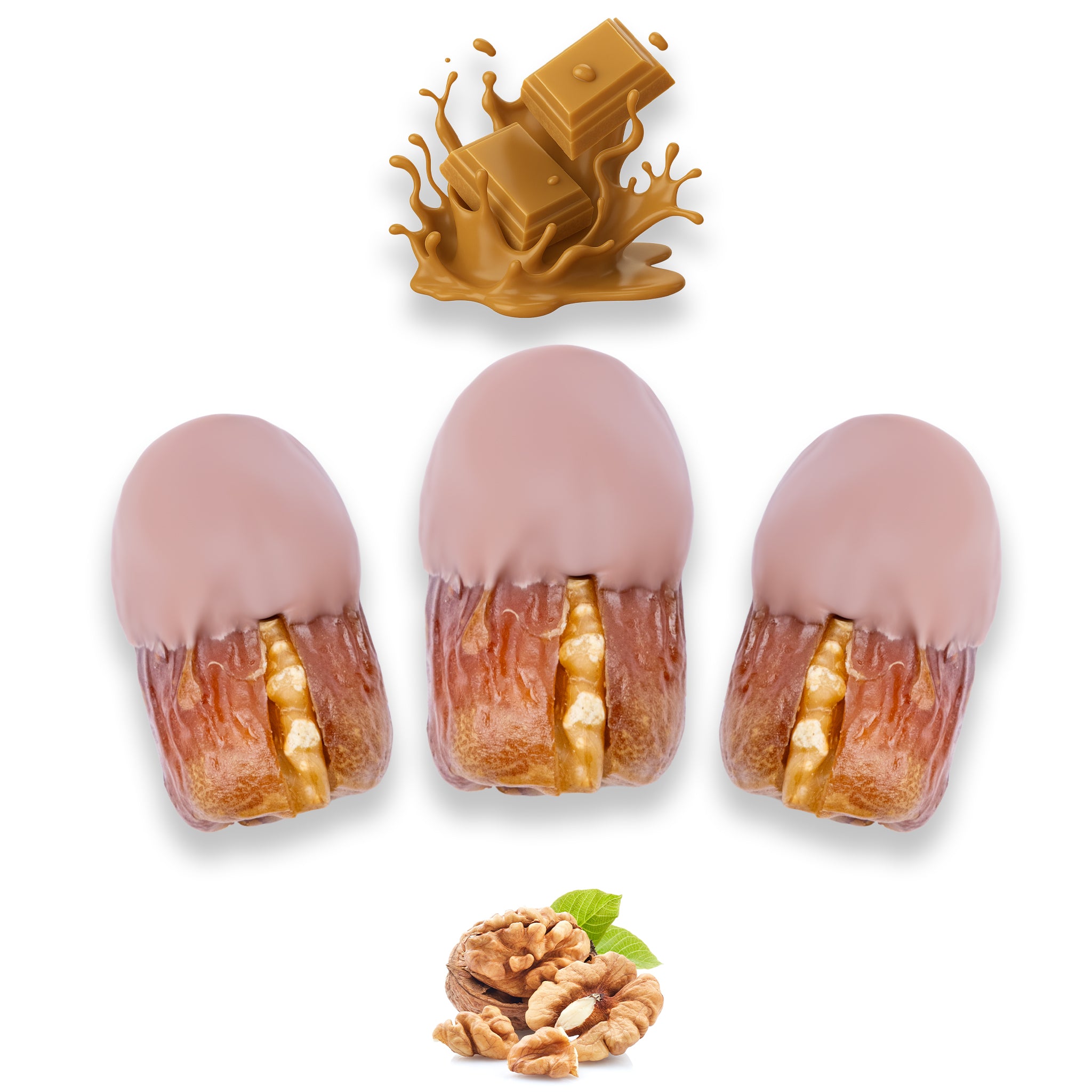 Luxury Sagi Dates Stuffed with Nuts & Half-Dipped in Caramel Chocolate