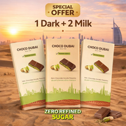 Kunafa Pistachio Chocolate 2 Milk & 1 Dark Zero Refined Sugar