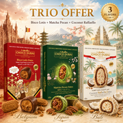 Choco Dubai Premium Trio Offer – Coconut Raffaello, Matcha Pecan & Bisco Lotis Chocolate Dates (3 × 100g)