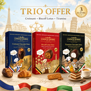 Choco Dubai Trio Offer – Croissant, Biscoff Lotus & Tiramisu Chocolate Dates 3×100g