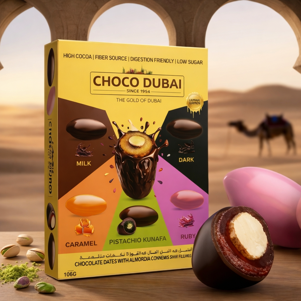 Choco Dubai Assorted Chocolate Dates – Viral Kunafa Pistachio Edition (100g)