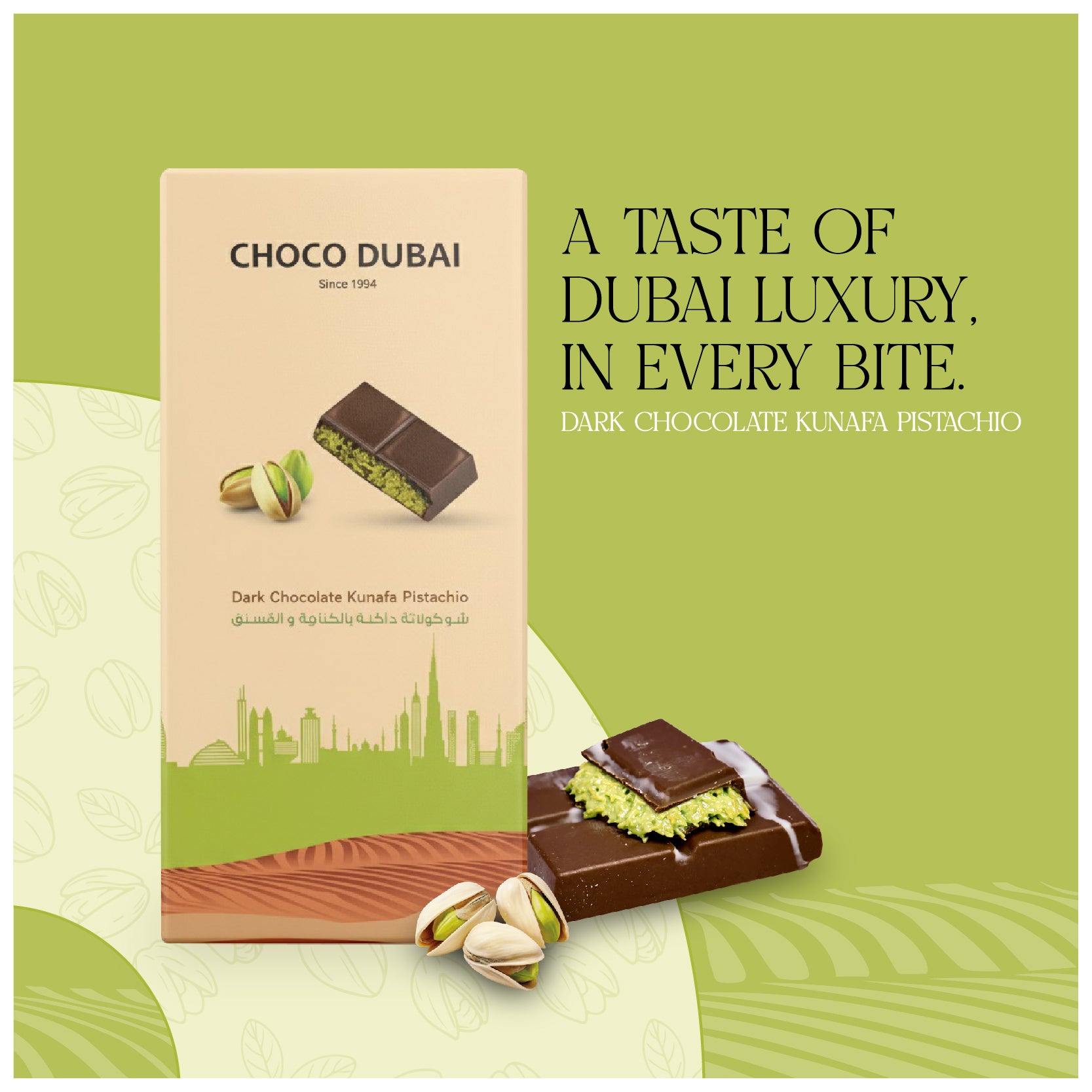 Dark Chocolate Kunafa Pistachio 100 GM