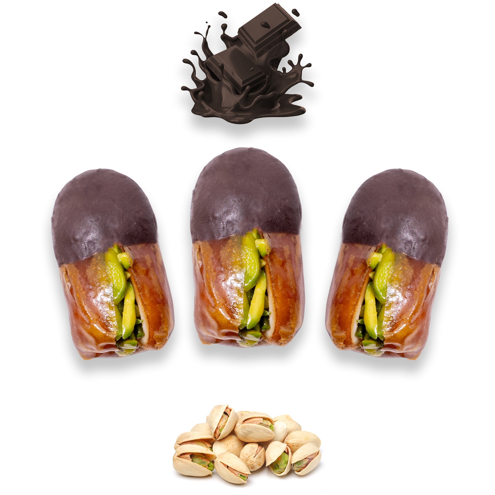 Luxury Sagi Dates Stuffed with Nuts & Half-Dipped in Coffee Chocolate