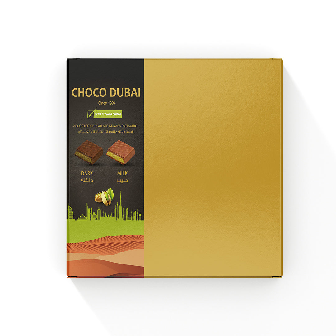 Dubai Chocolate Assorted Chocolate Kunafa Pistachio 180g – Zero Refined Sugar 9pcs Gift Box