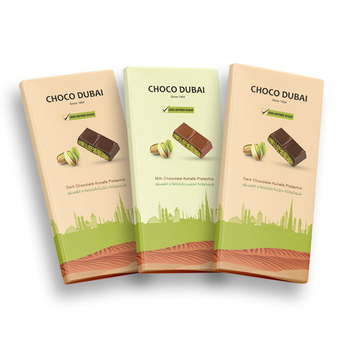 Offer 'Choco Dubai Zero Refined Sugar Chocolate 2+1 Offer – 2 Dark + 1 Milk'