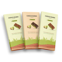 Dubai Chocolate Kunafa Pistachio Zero Refined Sugar Chocolate Offer – 2 Milk + 1 Dark