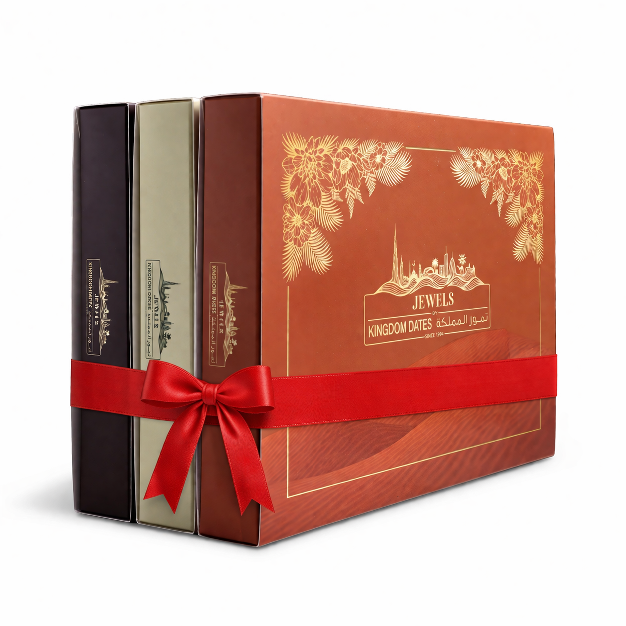 Three books bound together with a red ribbon on a white background, featuring 'Jewels' branding.