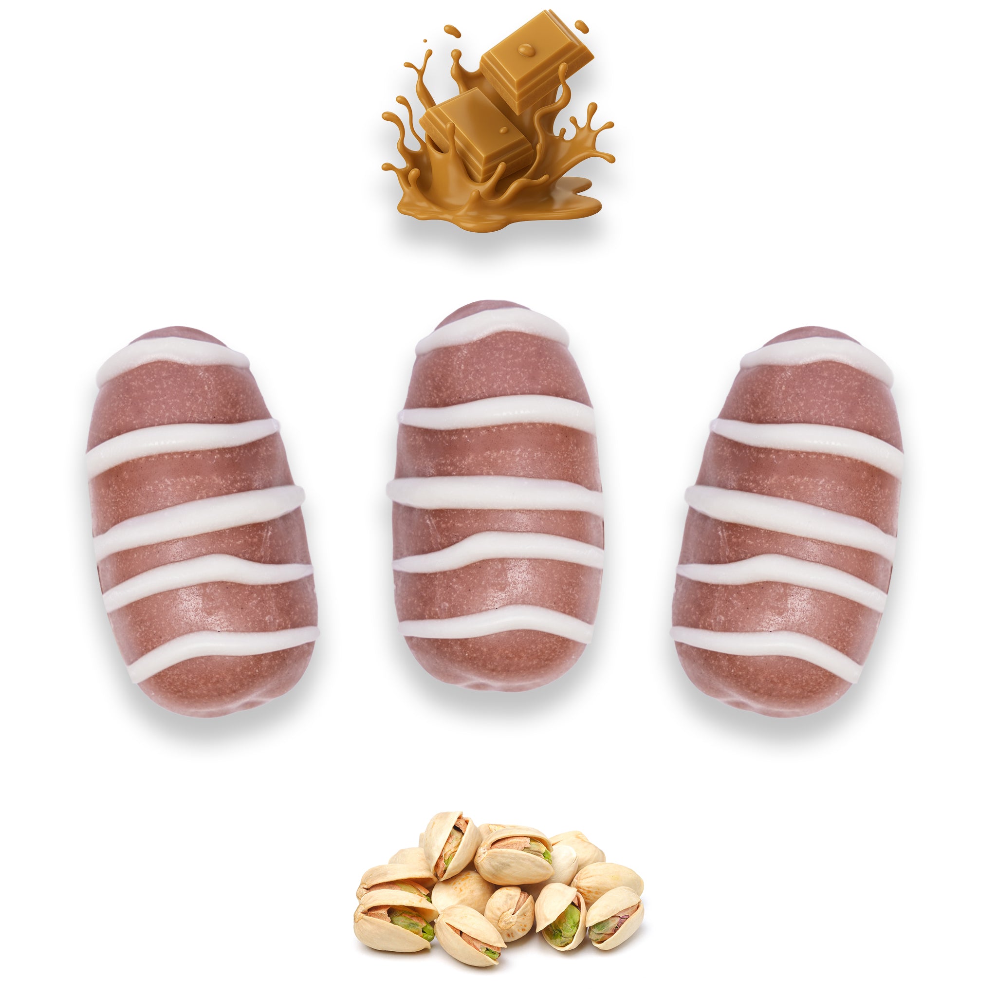 Caramel Chocolate Dates Stuffed with Nuts - Full-Dipped