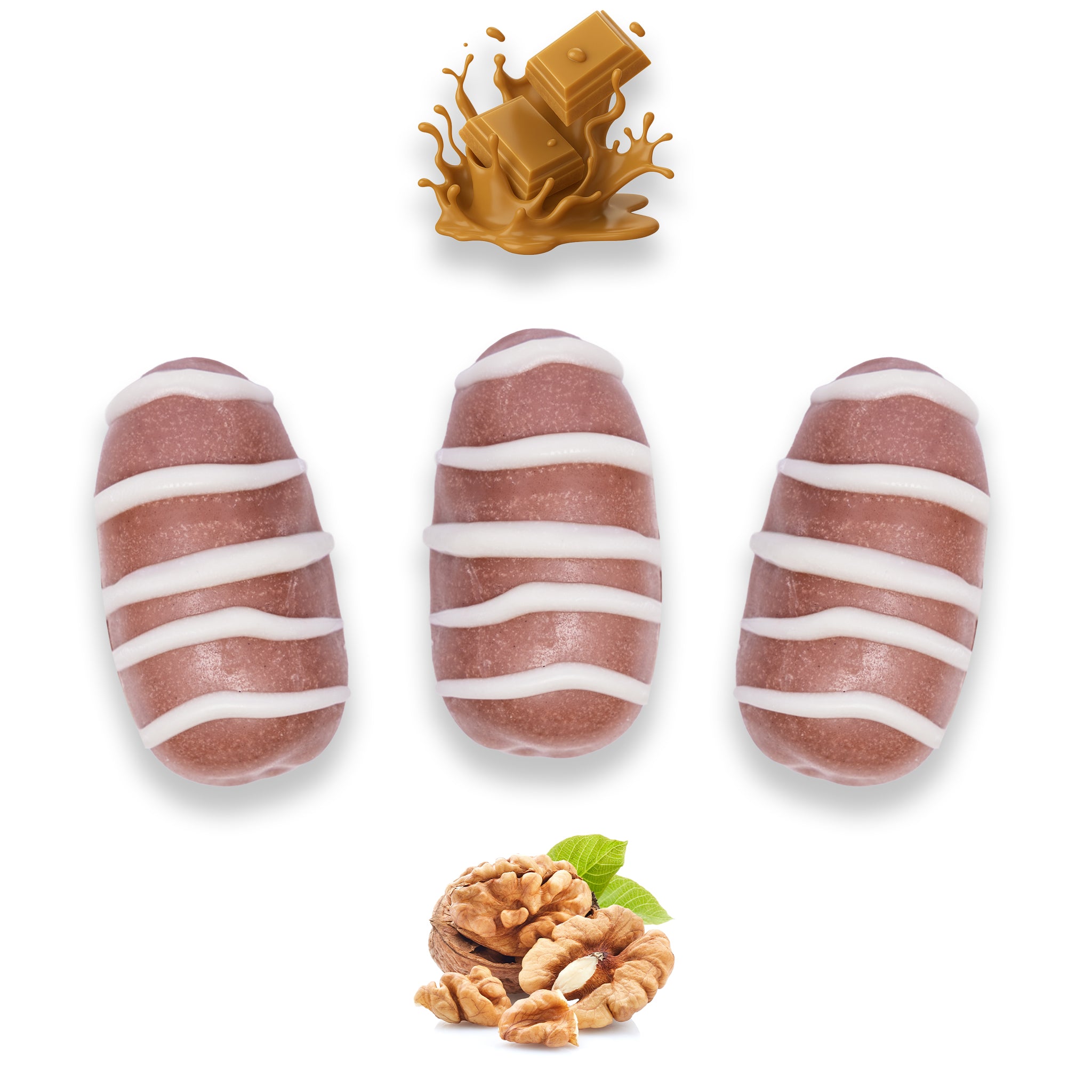 Caramel Chocolate Dates Stuffed with Nuts - Full-Dipped