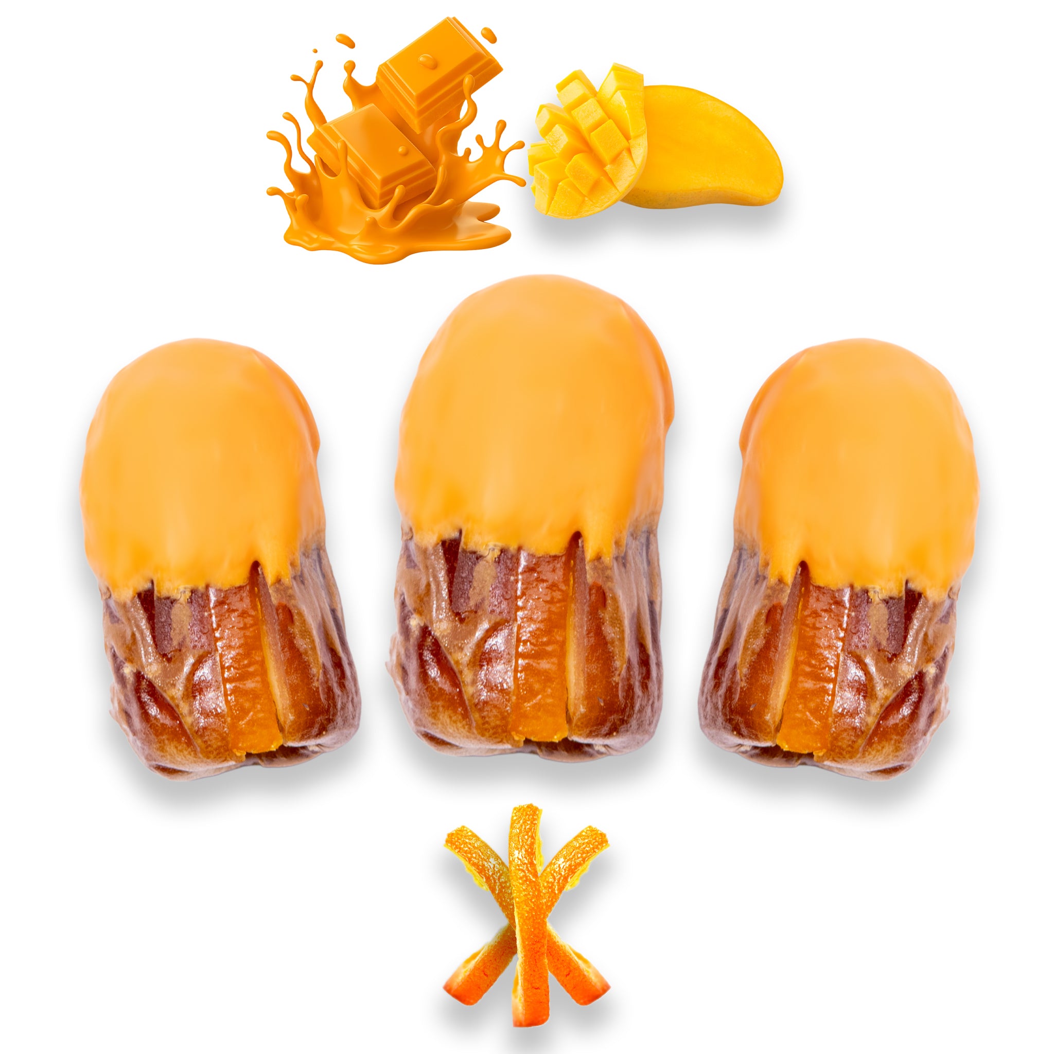 Luxury Sagi Dates Stuffed with Nuts & Half-Dipped in Mango Chocolate