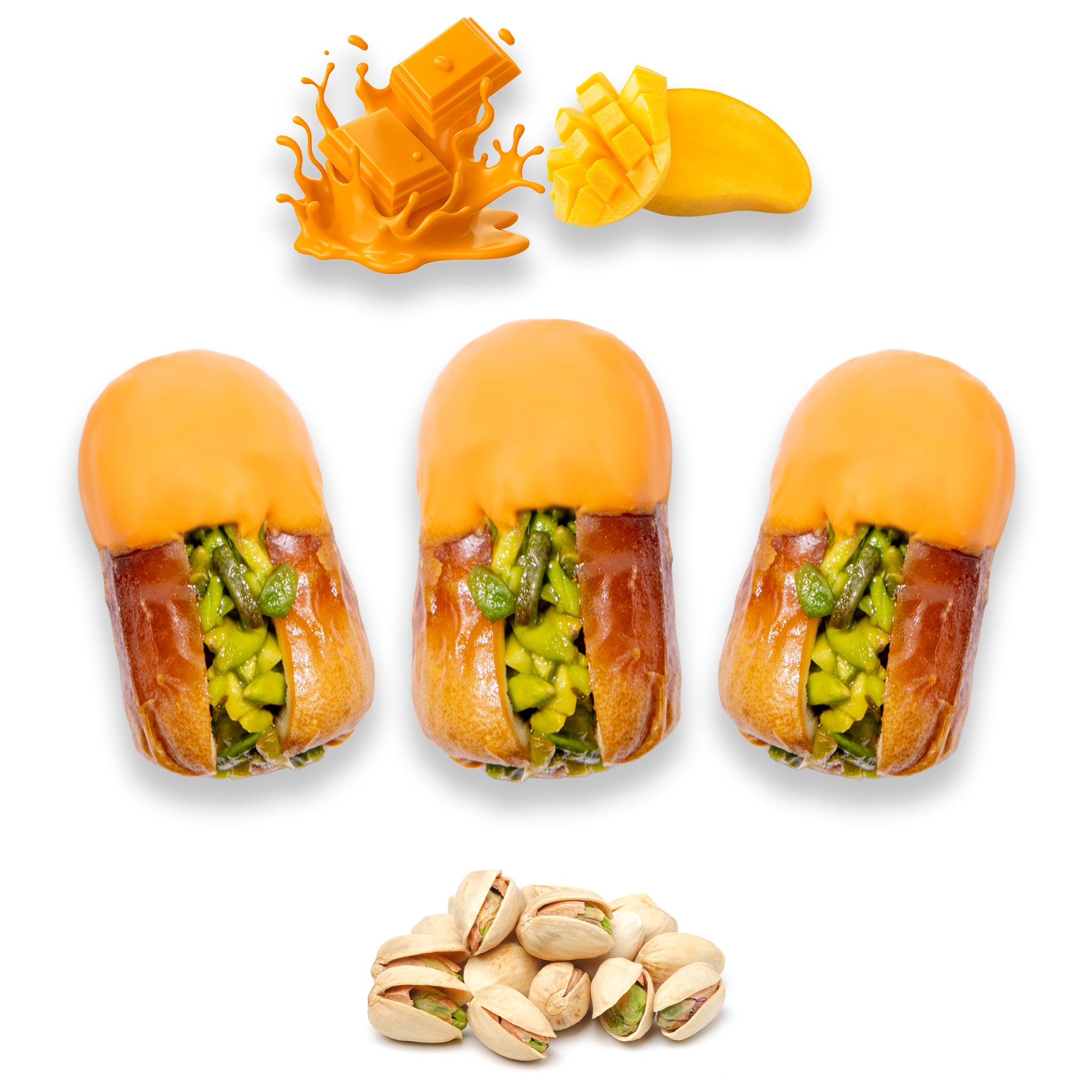 Luxury Sagi Dates Stuffed with Nuts & Half-Dipped in Mango Chocolate