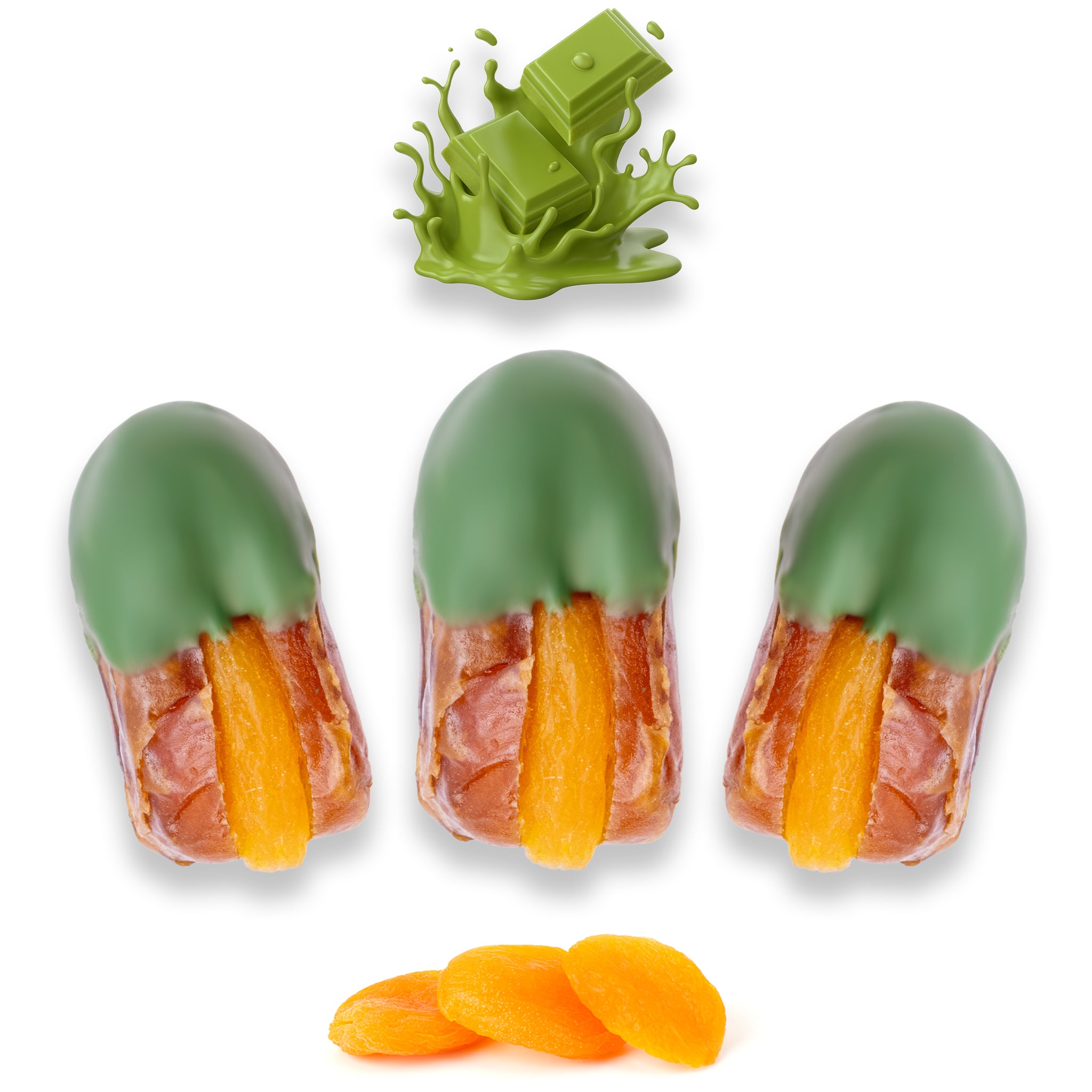 Luxury Sagi Dates Stuffed with Nuts & Half-Dipped in Matcha Chocolate