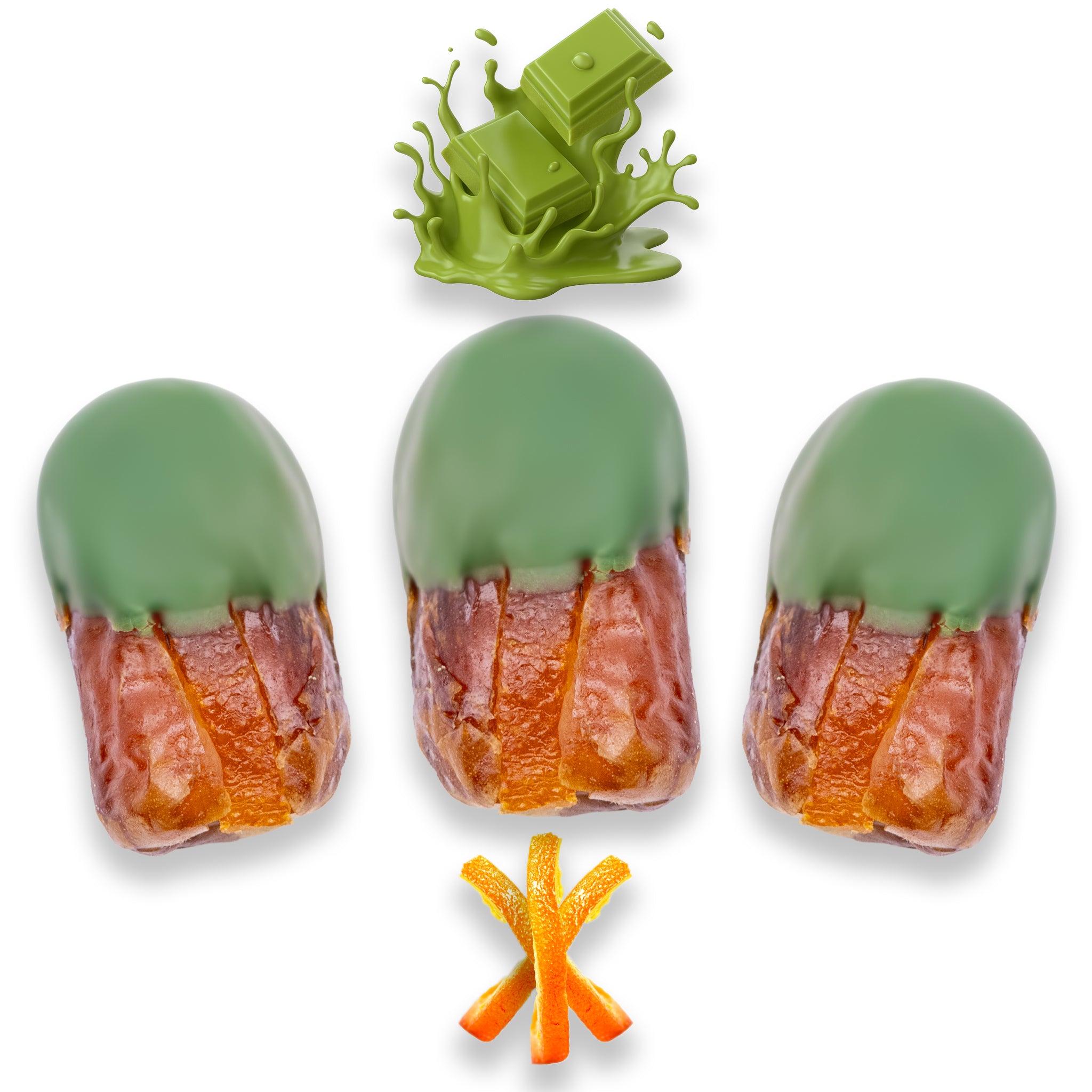 Luxury Sagi Dates Stuffed with Nuts & Half-Dipped in Matcha Chocolate