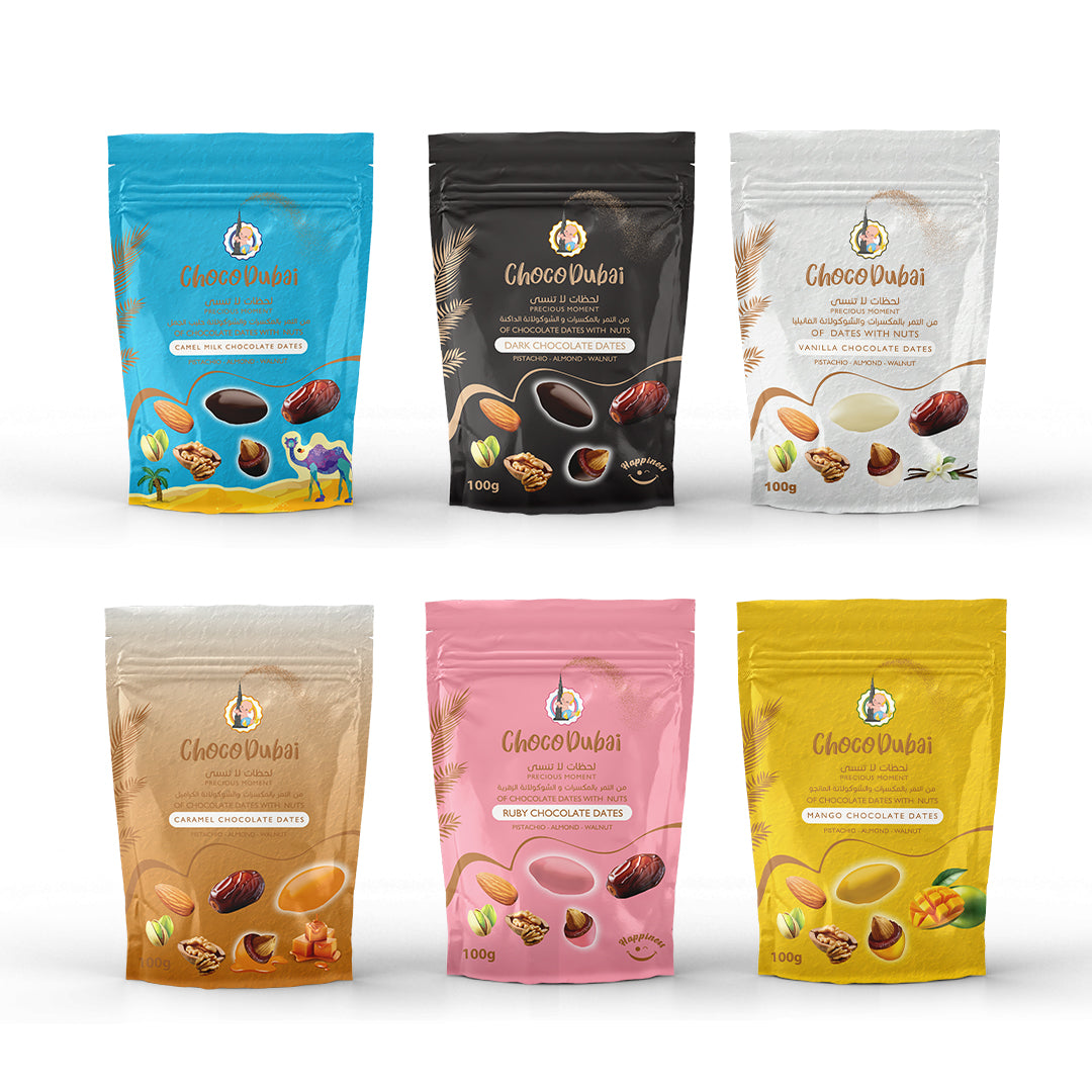Choco Dubai – 6 Packs of Full-Coated Chocolate Dates (100g Each) – SPECIAL OFFER