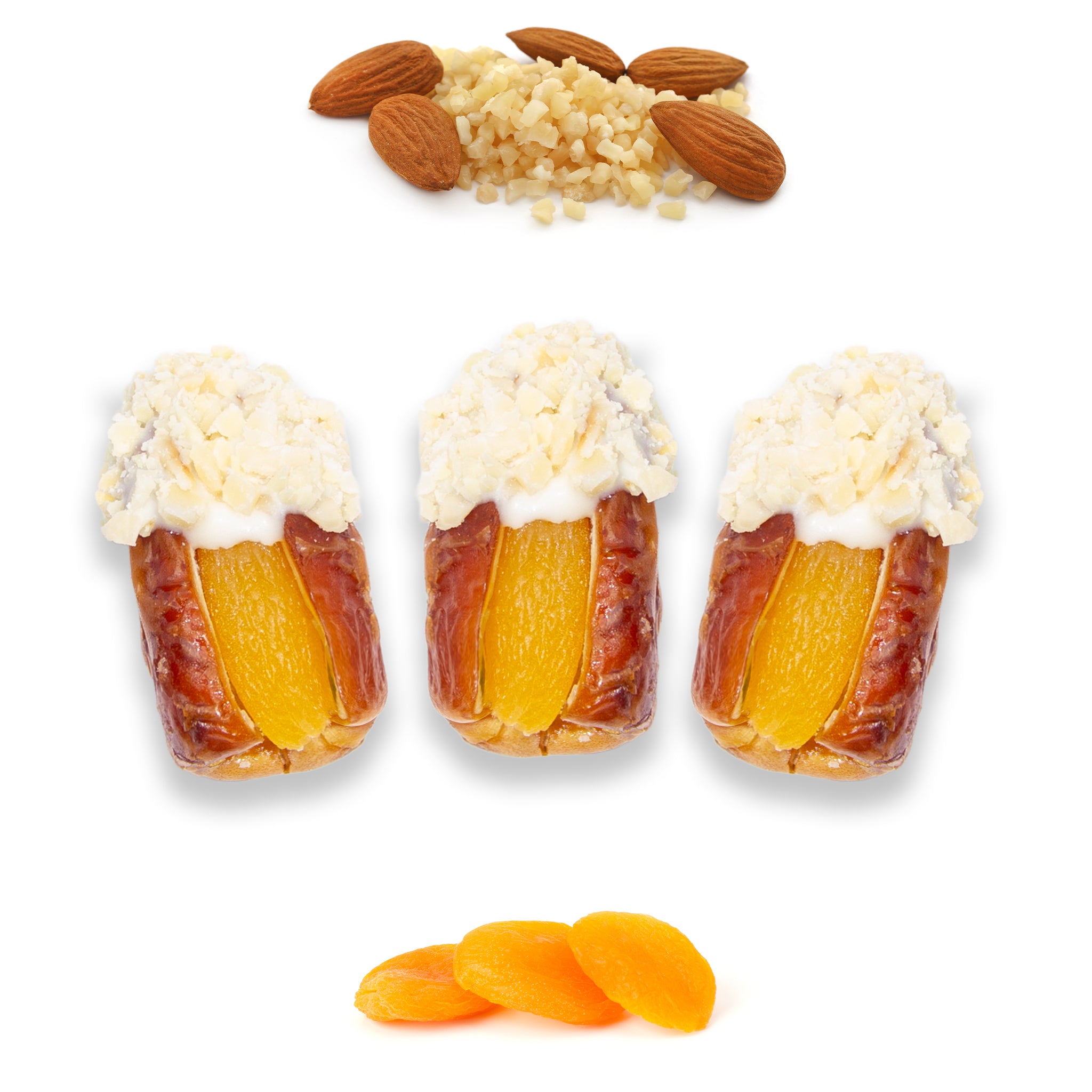 Luxury Sagi Dates Stuffed with Nuts & Half-Dipped in Almond Chocolate