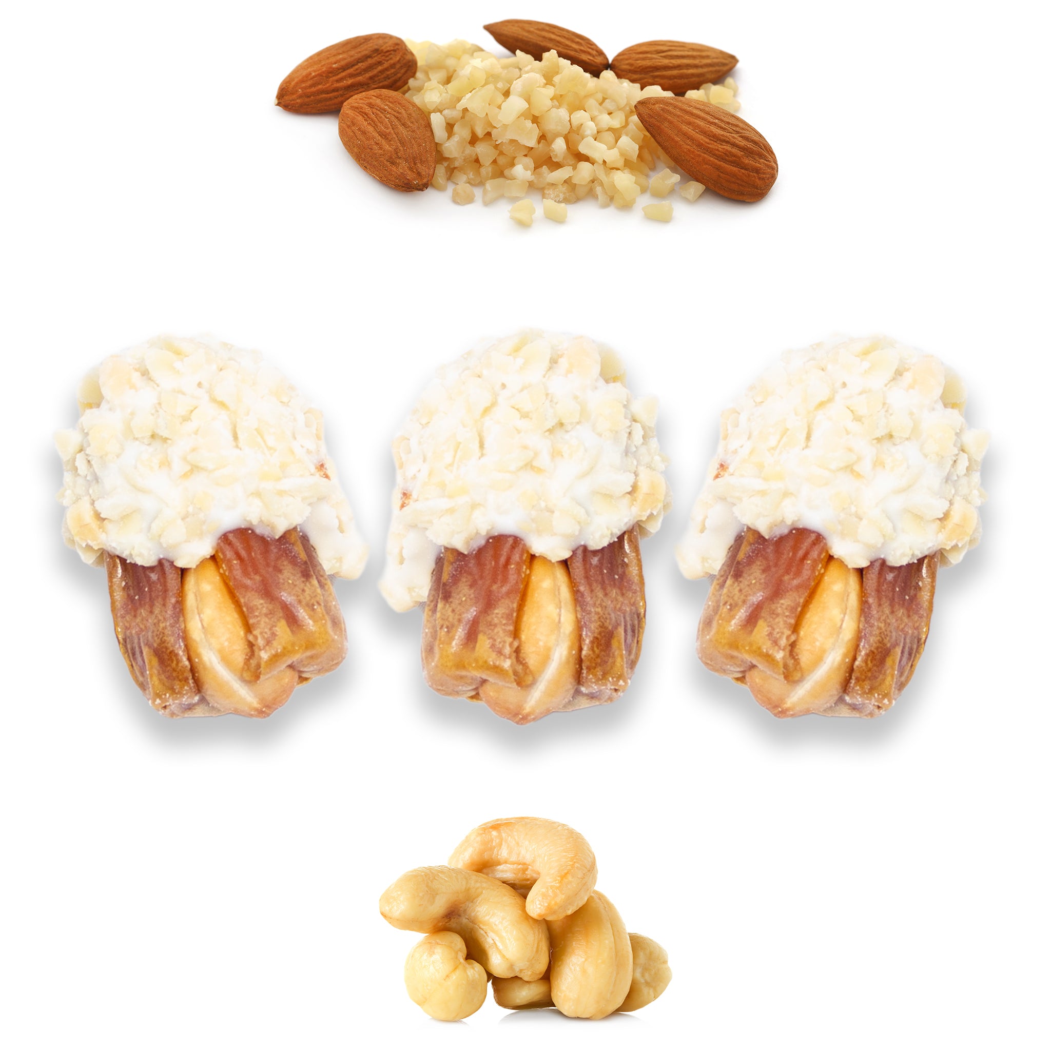 Luxury Sagi Dates Stuffed with Nuts & Half-Dipped in Almond Chocolate