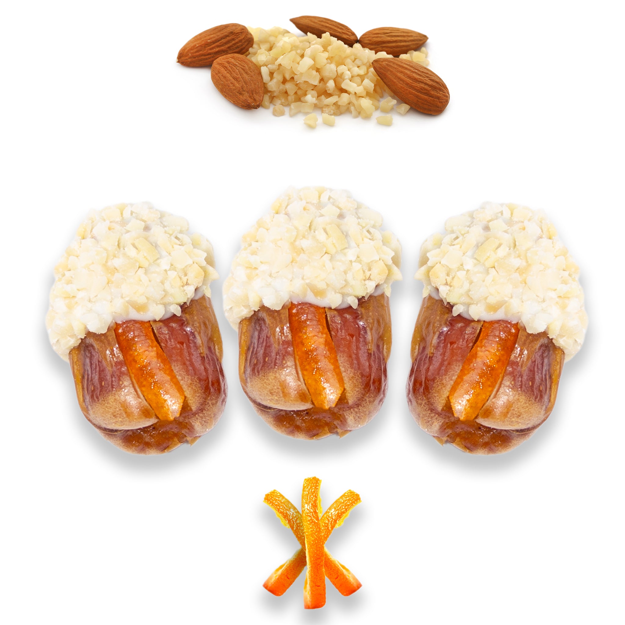 Luxury Sagi Dates Stuffed with Nuts & Half-Dipped in Almond Chocolate