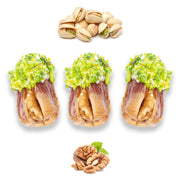 Luxury Sagi Dates Stuffed with Nuts & Half-Dipped in Pistachio Chocolate