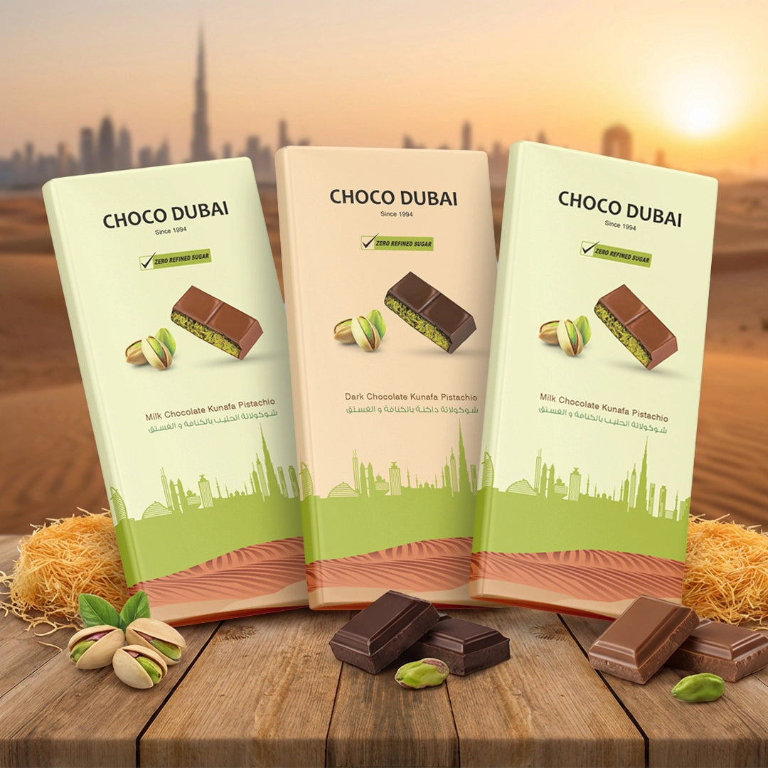 Three Choco Dubai chocolate packages