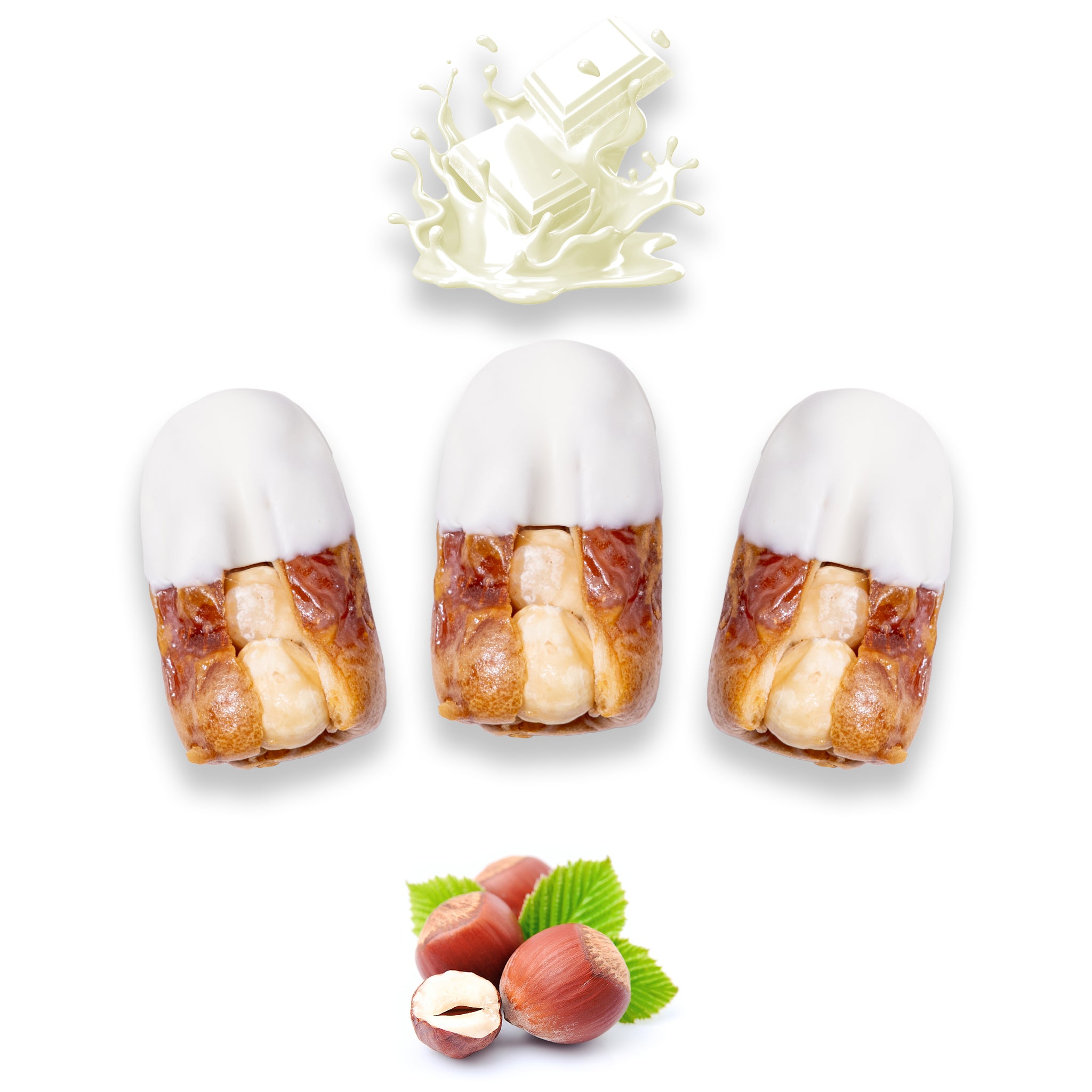 Luxury Sagi Dates Stuffed with Nuts & Half-Dipped in Vanilla Chocolate