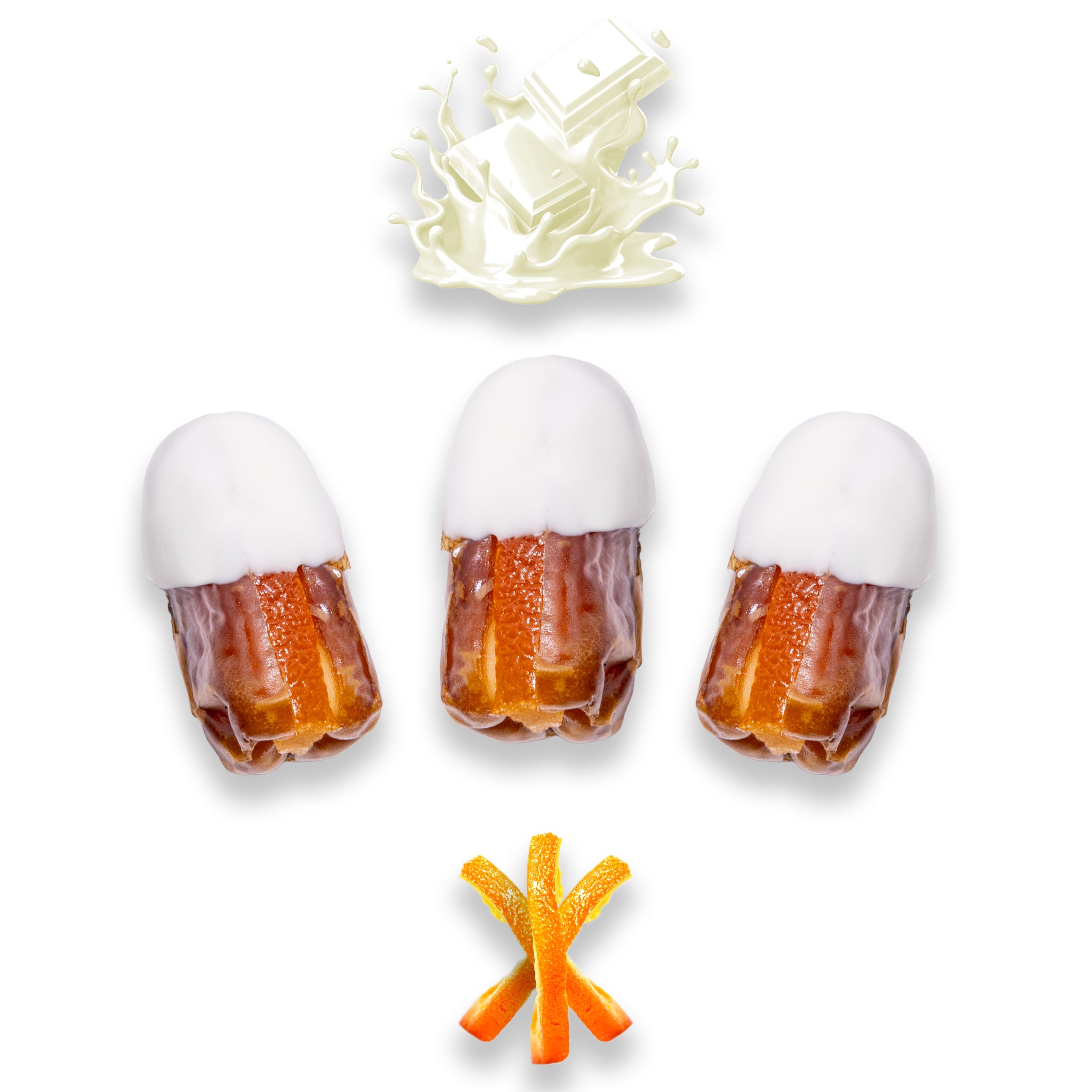 Luxury Sagi Dates Stuffed with Nuts & Half-Dipped in Vanilla Chocolate