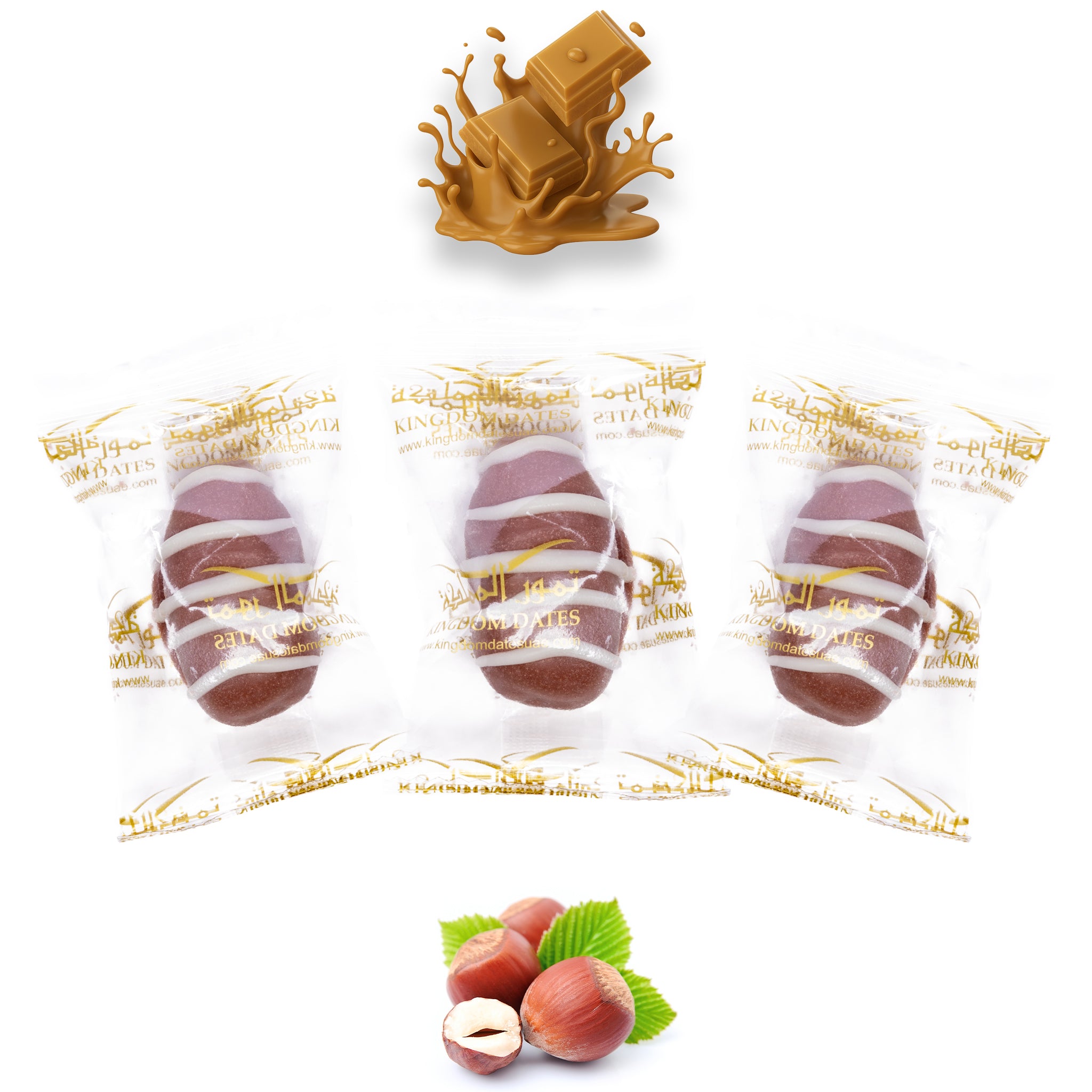 Caramel Chocolate Dates Stuffed with Nuts - Full-Dipped (Wrapped)