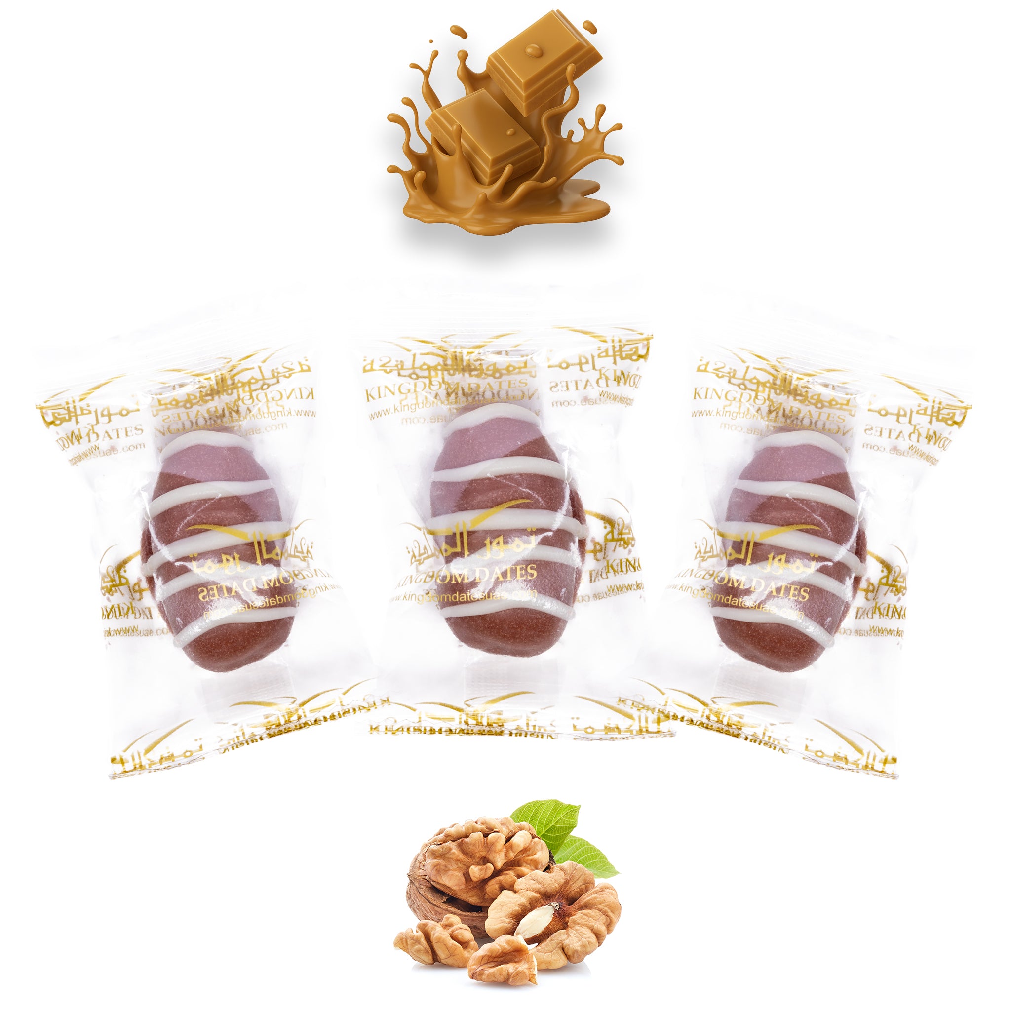 Caramel Chocolate Dates Stuffed with Nuts - Full-Dipped (Wrapped)