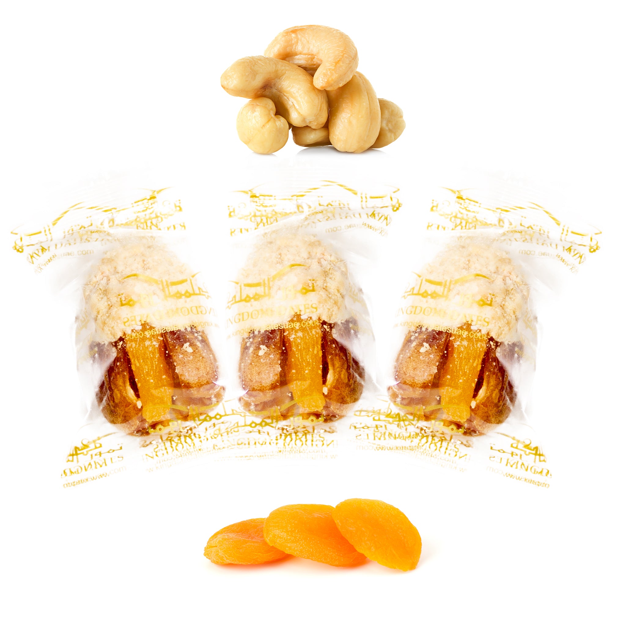 Luxury Sagi Dates Stuffed with Nuts & Half-Dipped in Cashew Chocolate (Wrapped)